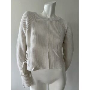 Moon & Madison White Long Sleeve Cotton Blend Knit Cropped Sweater Size S